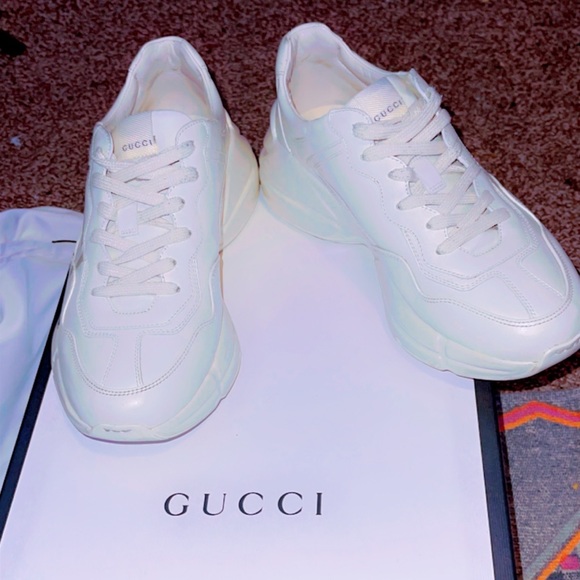 Rhyton Gucci Logo Leather Sneakers - Picture 2 of 3